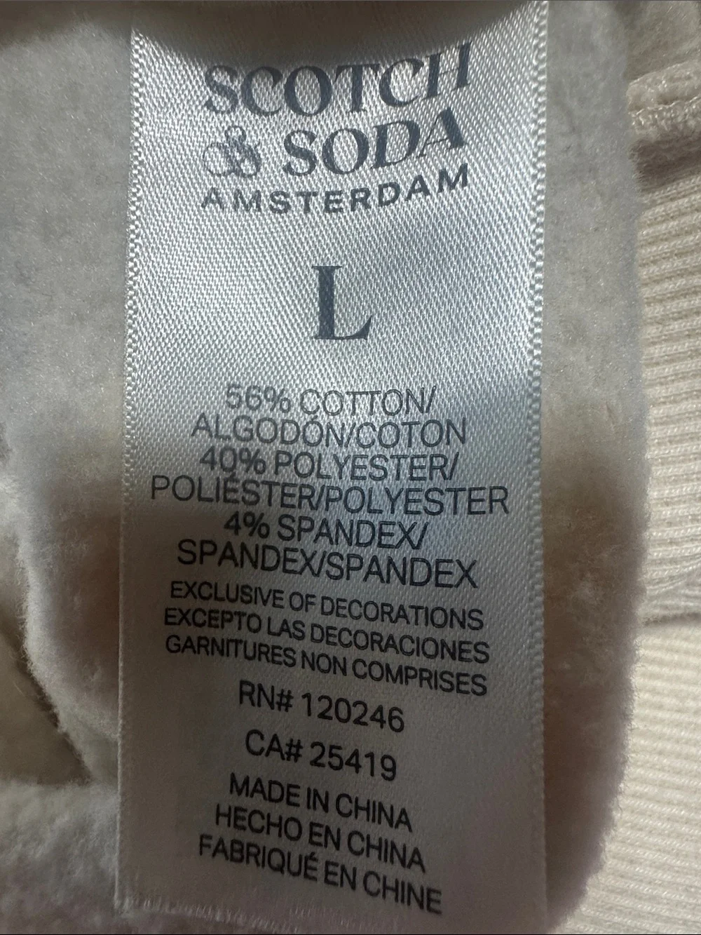 Scotch & Soda embroidered puff-sleeve cream sweatshirt Size L Large